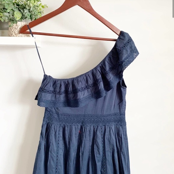 NWT Velvet By Graham Scott Blue One Shoulder Midi Dress - Picture 10 of 13